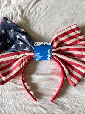 Claire's American Flag Bow Headband - Red, White & Blue